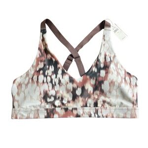 New - Offline by Aerie Brown and White Sports Bra with Supportive Racerback